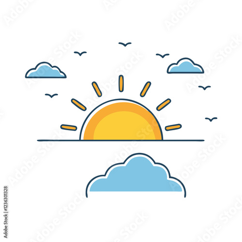 sunrise icon, sunrise vector illustration-simple illustration of sunrise, perfect for sunrise logos and icons