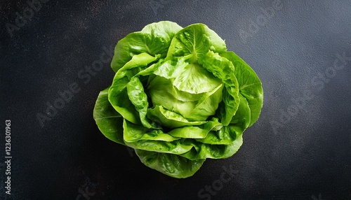 lettuce head top view fresh green vegetable with crisp leaves healthy eating and salad ingredient concept