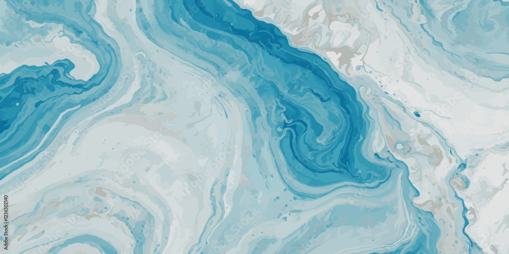 Top and aerial view of wave ocean sea background. Blue and white wavy sea water background