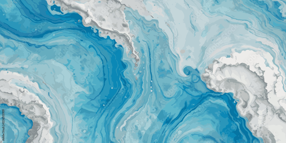 Vector abstract soft blue and silver print sea water and ocean marble texture background Vector abstract soft blue and silver print sea water and ocean marble texture background