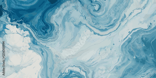 Top view on blue and white ocean wave background. Water  ocean wave white and soft blue aqua, teal and marble texture.p