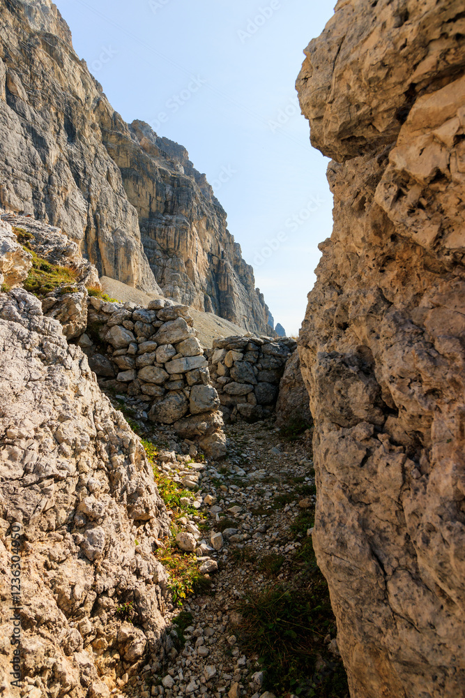 Lagazuoi Fanesgruppe Dolomites Kaiser Jäger via ferata ruins of world war one Lagazuoi Fanesgruppe Dolomites Kaiser Jäger via ferata ruins of world war one
