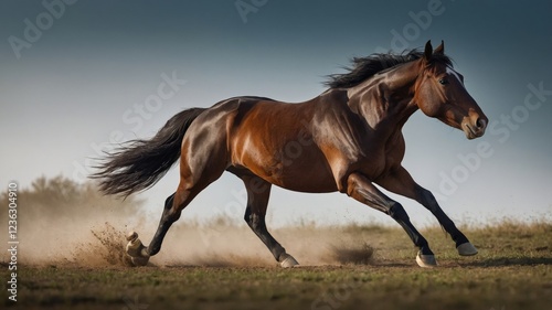 Brown Horse Galloping,Dust Trail,Dynamic
