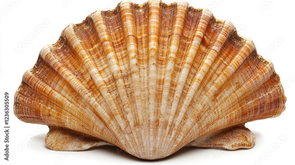 Obraz premium Scallop shell isolated white background ocean beach decor