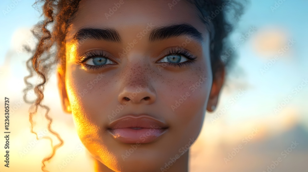 A woman with brown hair and blue eyes is smiling A woman with brown hair and blue eyes is smiling
