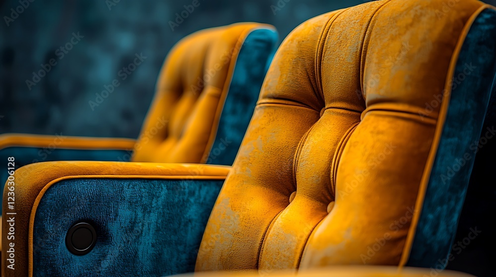 Obraz premium Luxurious mustard yellow and teal theater seats