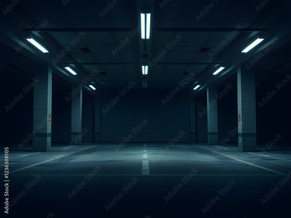 Fototapeta premium dark liminal space garage interior