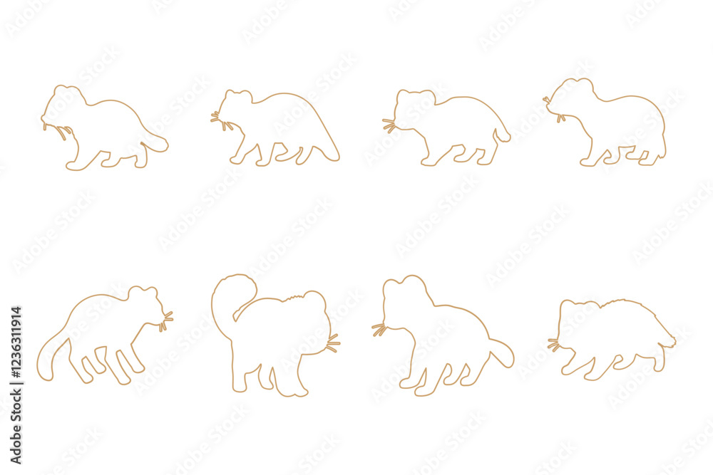 Fototapeta premium Ferret Outline Icon Set