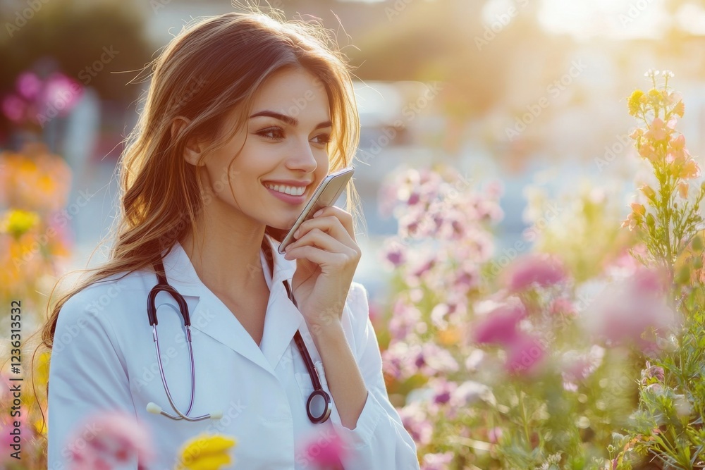 Doctor in Nature with Mobile Phone Doctor in Nature with Mobile Phone