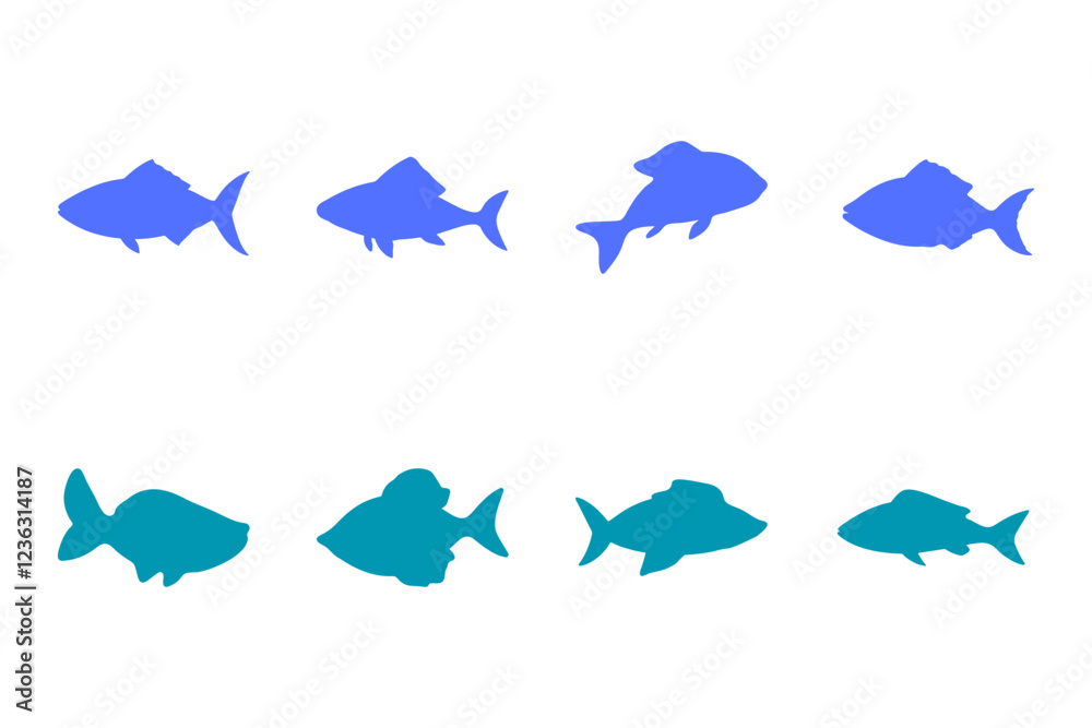 Obraz premium Fish Silhouette Icon Set