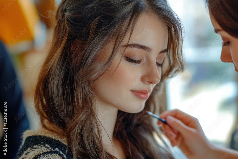 Fototapeta premium Woman Receiving Makeup Application