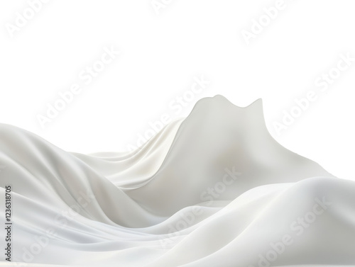 A white, milk-like liquid wavy on a white background, with simple and minimalist lines,