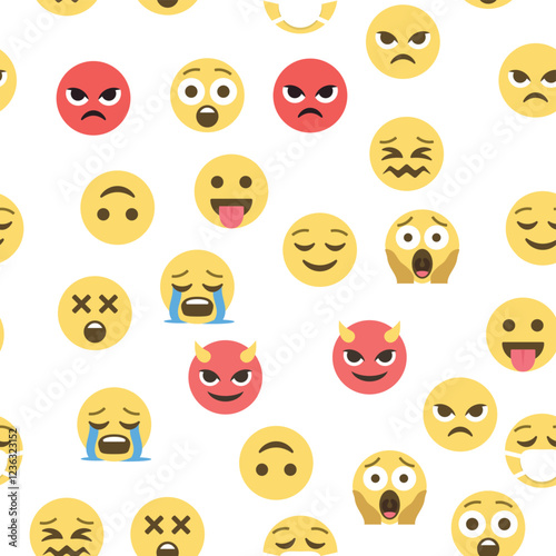Seamless pattern of emoticons and emoji, emoji vector illustration, emoji background for social network.