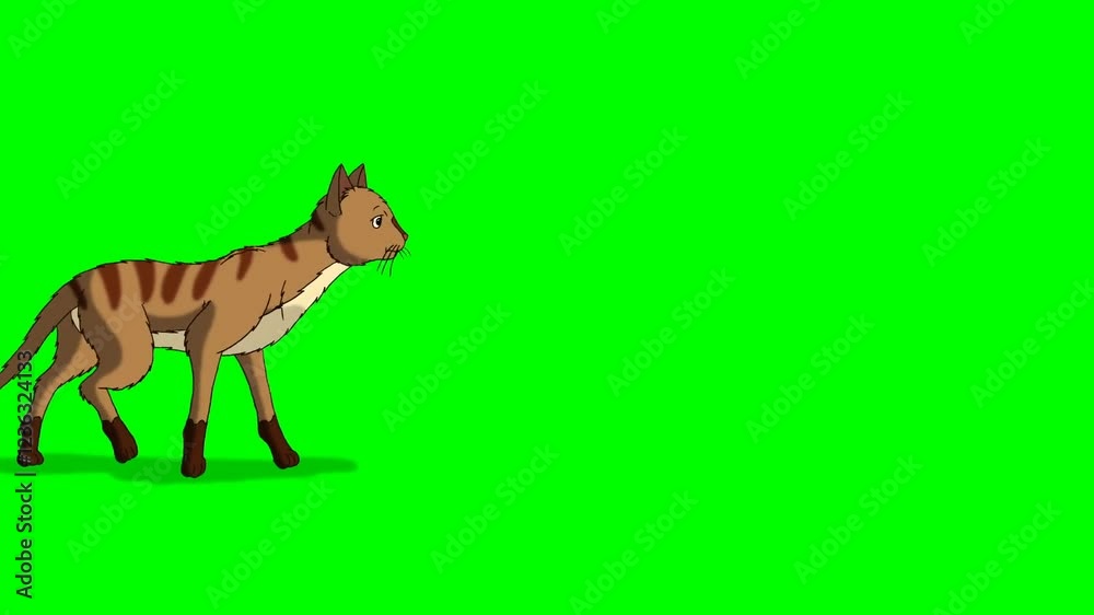 Animated Cartoon Cats Walking on Green Screen Animated Cartoon Cats Walking on Green Screen