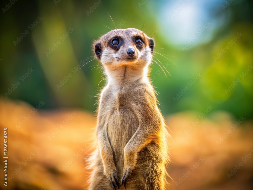 Adorable Meerkat Standing Tall in African Savanna Adorable Meerkat Standing Tall in African Savanna