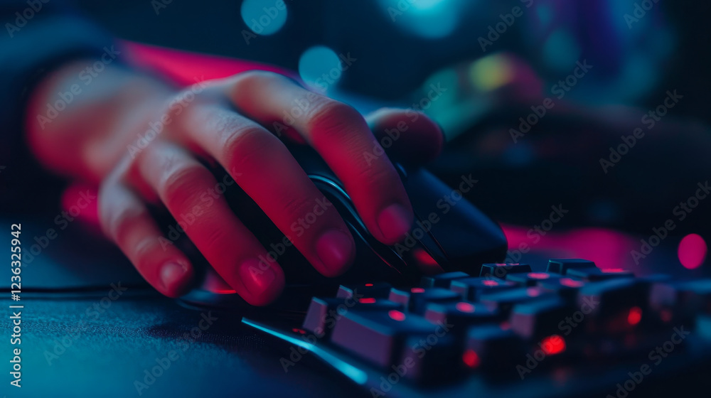 Close-Up of Cyber Sport Gamer Playing and Clicking the Mouse Close-Up of Cyber Sport Gamer Playing and Clicking the Mouse