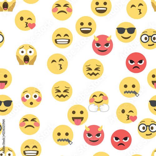 Seamless pattern of emoticons and emoji, emoji vector illustration, emoji background for social network.