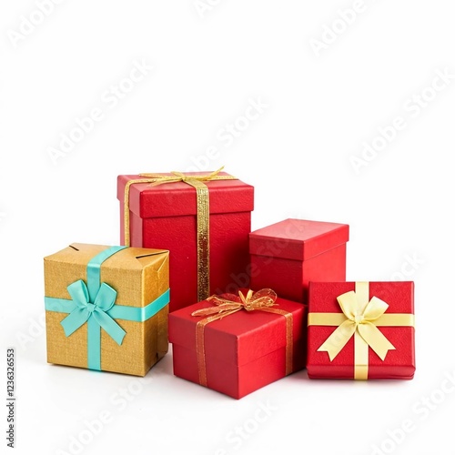 Gift shapes and gift packing for valentines day white background.