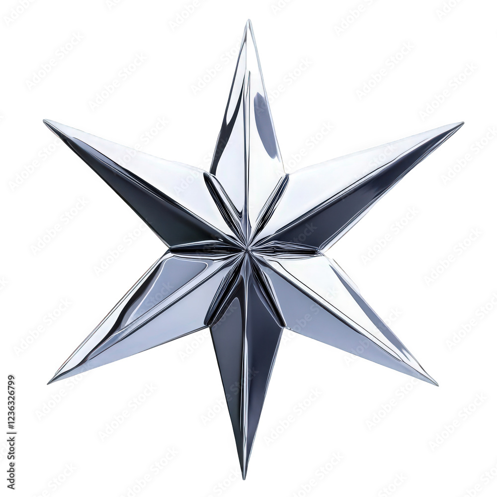 Obraz premium Sleek silver star with sharp points reflecting light and creating a modern aesthetic.