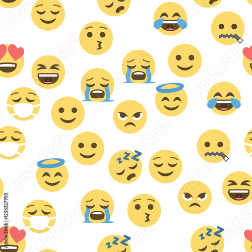 Seamless pattern of emoticons and emoji, emoji vector illustration, emoji background for social network.