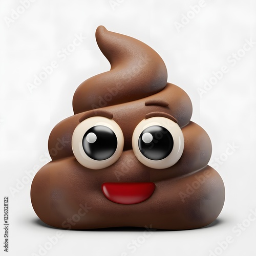 3D Poop Emoji with Expressive Eyes and Wide Smile.