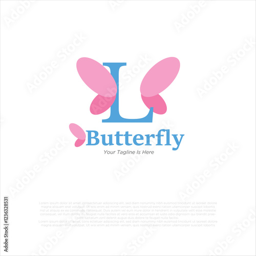 initial letter l butterfly logo and icon vector illustration design template