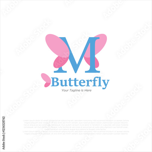 initial letter m butterfly logo and icon vector illustration design template