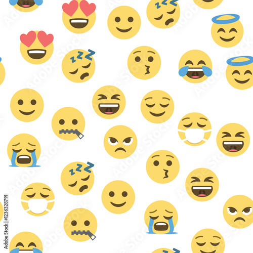 Seamless pattern of emoticons and emoji, emoji vector illustration, emoji background for social network.