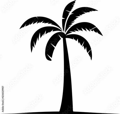 Fototapeta Naklejka Na Ścianę i Meble -  Black Palm Trees Set Isolated On White Background. Palm Silhouettes. Design Of Palm Trees For Posters, Banners, And Promotional Items. Vector Illustration.