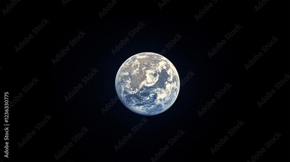 Obraz premium 宇宙から捉えた満月の夜、並ぶ地球と月の壮大な風景