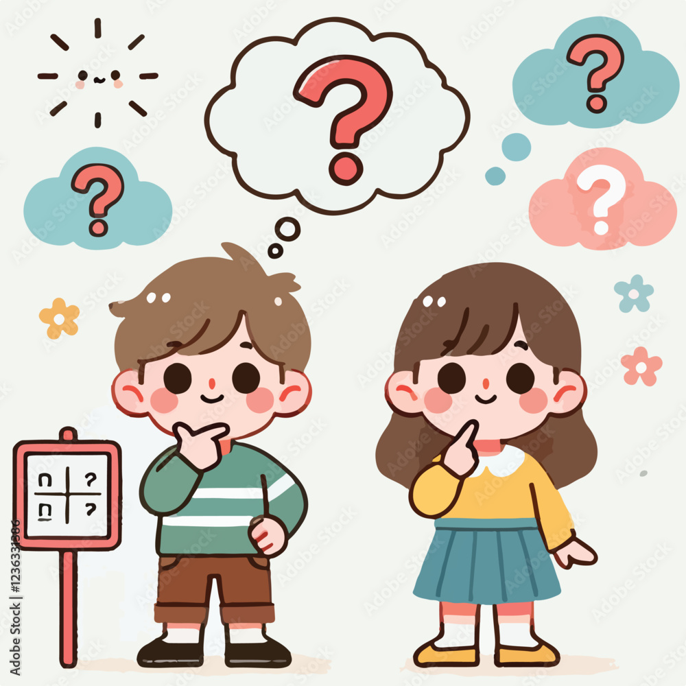 vector of a small child thinking vector of a small child thinking
