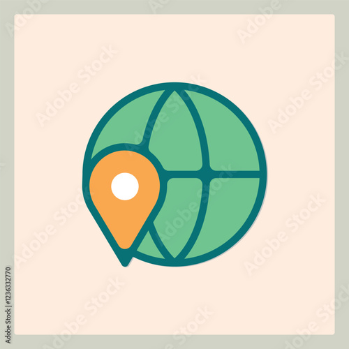 Location Pin Icon on Earth Globe for Global Positioning System and Maps