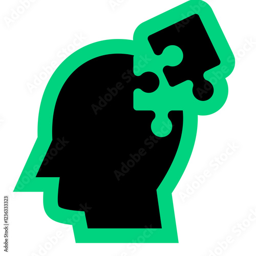 Alzheimer illness Icon, confusion, eldery