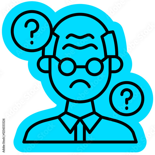 Alzheimer illness Icon, confusion, eldery