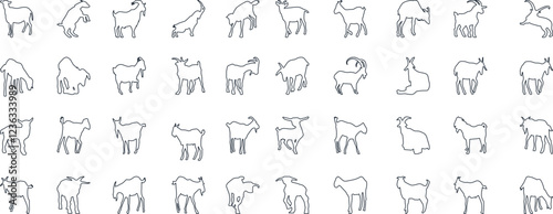 
Goat Vector Illustration Collection - A stunning black and white collection of various goat silhouettes. Perfect for farm, nature, 