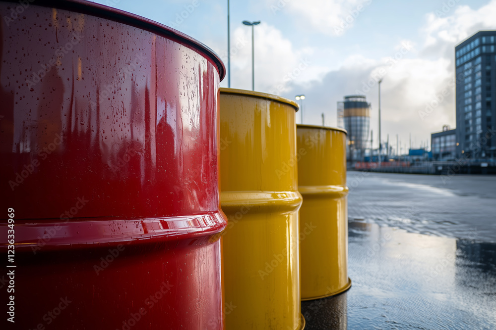 AI. Oil and gas industrial site with colorful containers AI. Oil and gas industrial site with colorful containers