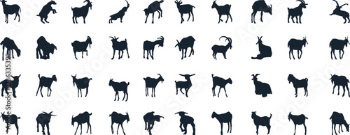 
Goat Vector Illustration Collection - A stunning black and white collection of various goat silhouettes. Perfect for farm, nature, 
