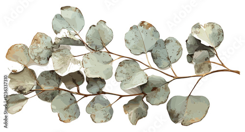 Rustic Decor Featuring Dried Eucalyptus Leaves in Vintage Style with Antique Monochrome and Faded Green Hues for a Nature-Inspired Look