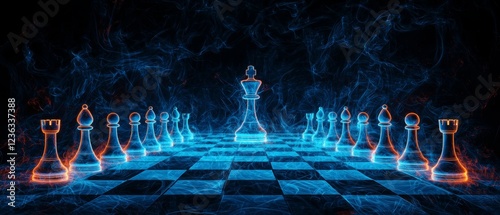Chessboard with intricate moves and glowing pieces symbolizing logical strategy and critical thinking emphasizing the timeless connection between logic and mastery