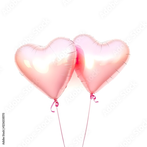 Two pink heart shaped balloons. Made by AI, Artificial intelligence. Generated image