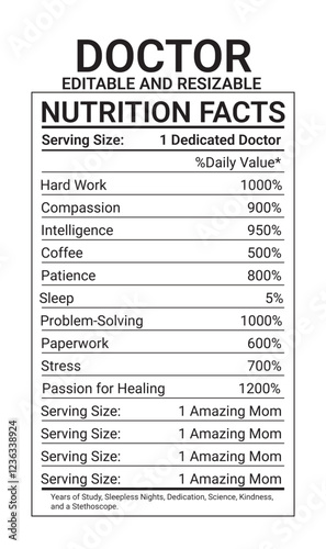 Doctor Nutrition Facts T shirt design 