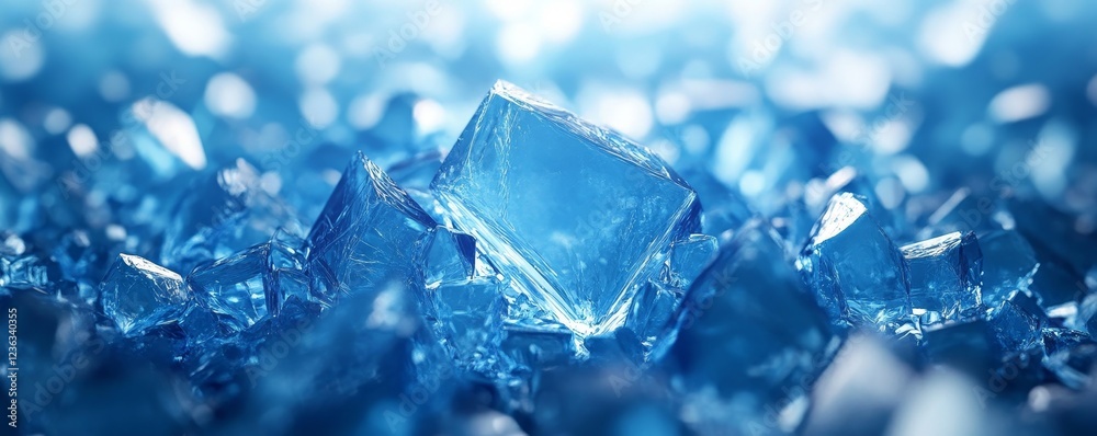 Blue glowing shards, 3D render, Generative AI Blue glowing shards, 3D render, Generative AI