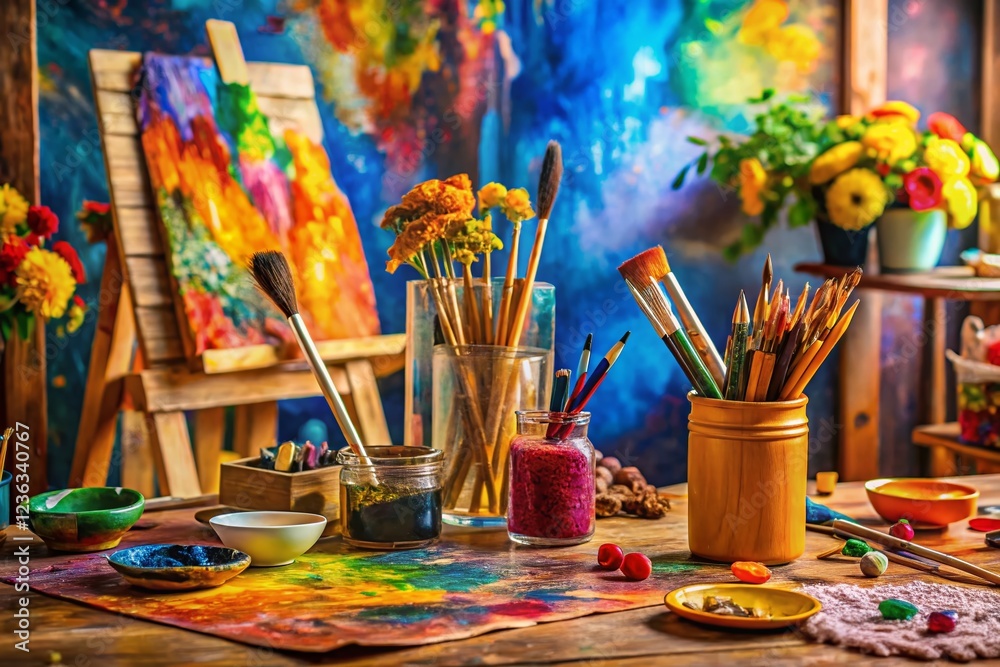 Brushes and Paints Art Studio Creative Space