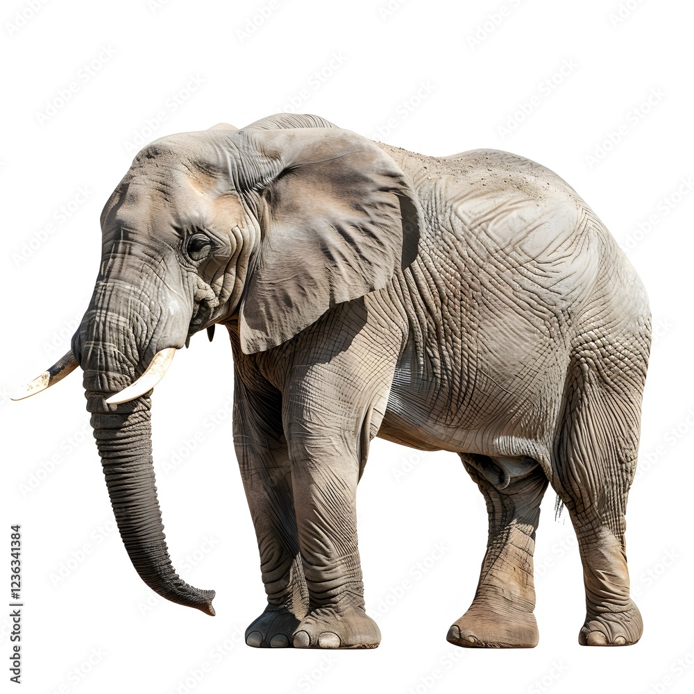 Fototapeta premium Majestic African Elephant Standing Proudly on Isolated Background