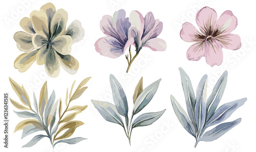 Watercolor floral design for wrapping paper, fabric, and textile with a manual composition, perfect for creating beautiful covers and adding artistic flair to different products and designs.