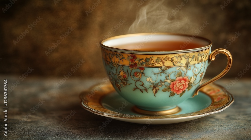 Fototapeta premium An artistic capture of an antique teacup with intricate patterns 