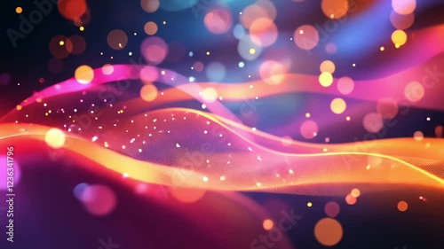 Abstract gradient waves with bokeh particles in smooth motion