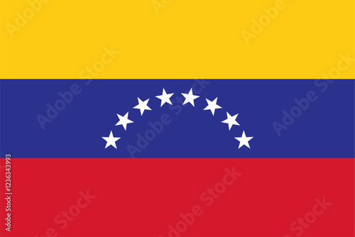 The flag of Venezuela, with accurate proportions and official colors. Vector image.