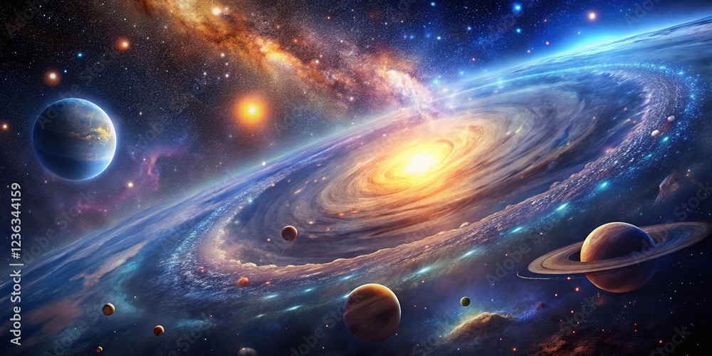 Obraz premium Celestial Tapestry: Ethereal Galaxy in Vivid Hues