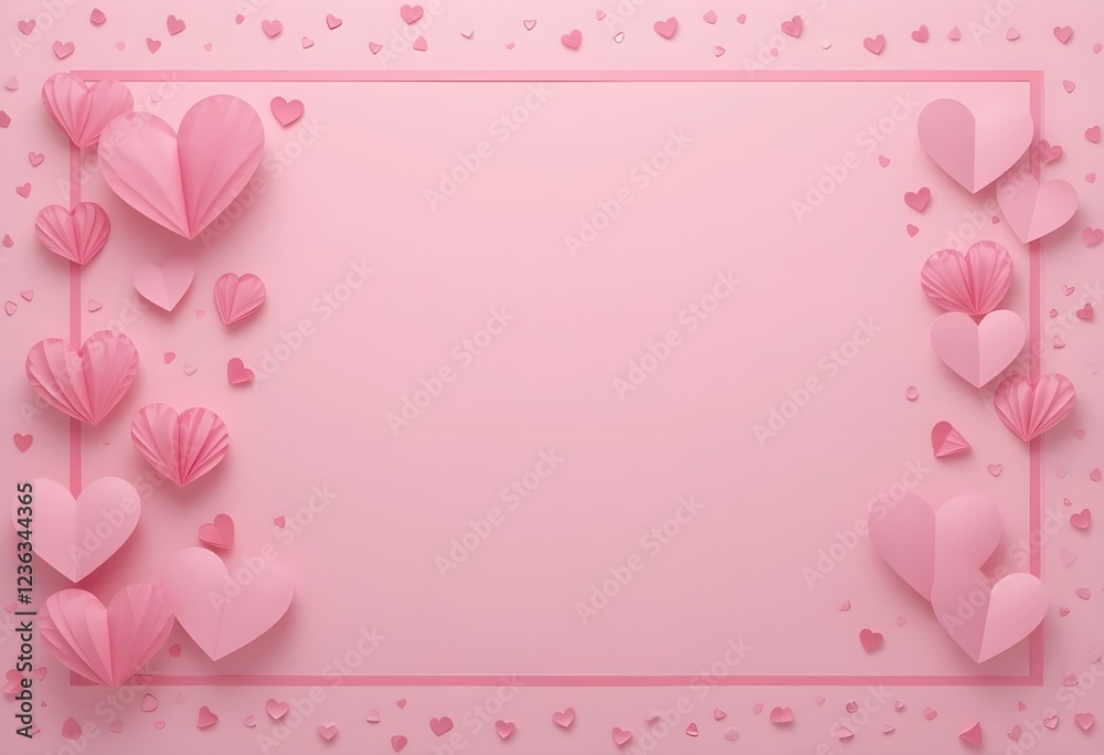 A soft pink Valentine's Day background decorated with floating heart balloons, ideal for romantic messages. A soft pink Valentine's Day background decorated with floating heart balloons, ideal for romantic messages.